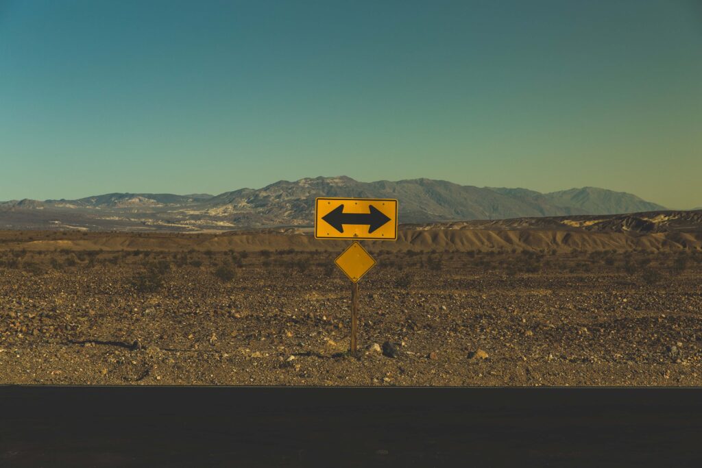 Two way road sign