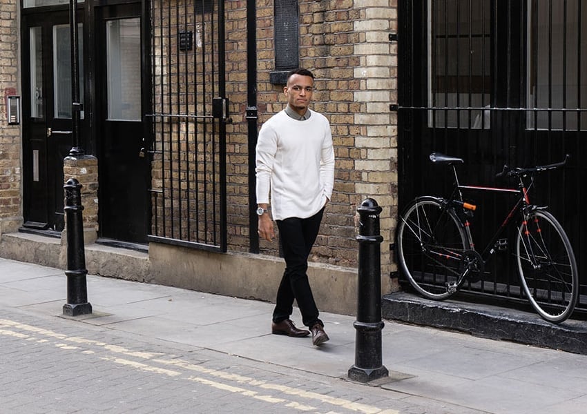 Man walking down street